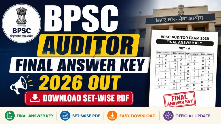 BPSC Auditor Final Answer Key 2026 Out, Download Set-Wise PDF