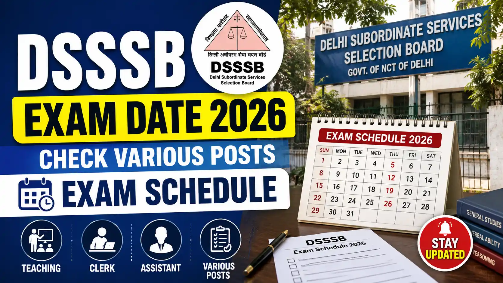 DSSSB Exam Date 2026 Check Various Posts Exam Schedule