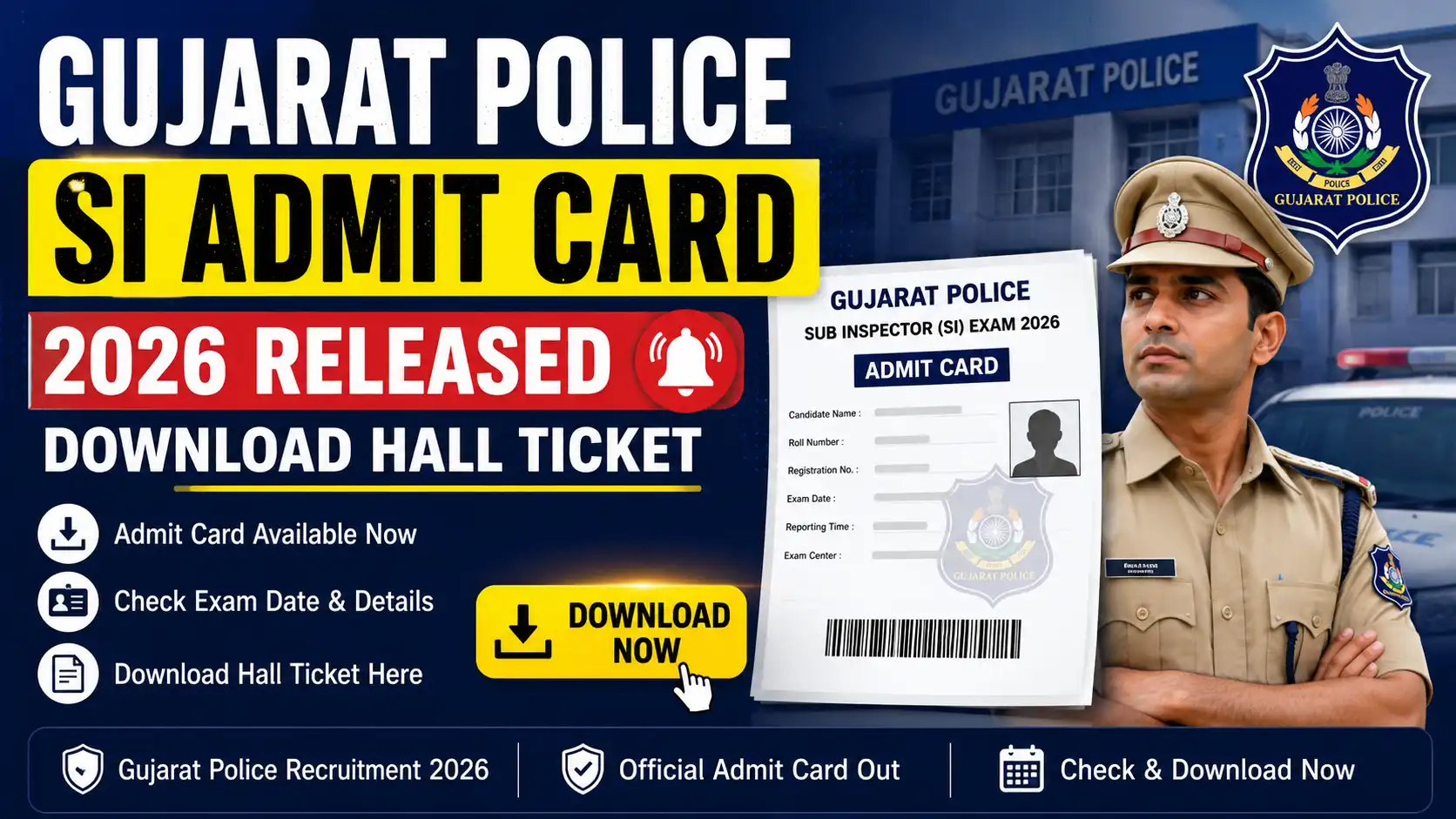Gujarat Police SI Admit Card 2026