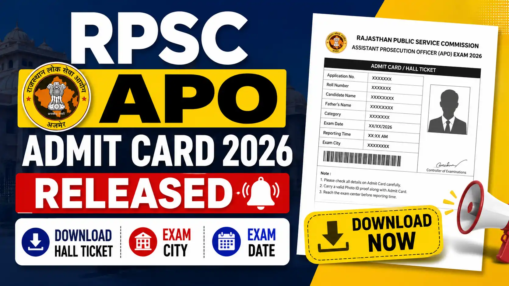 RPSC APO Admit Card 2026 Released Download Hall Ticket, Exam City & Exam Date