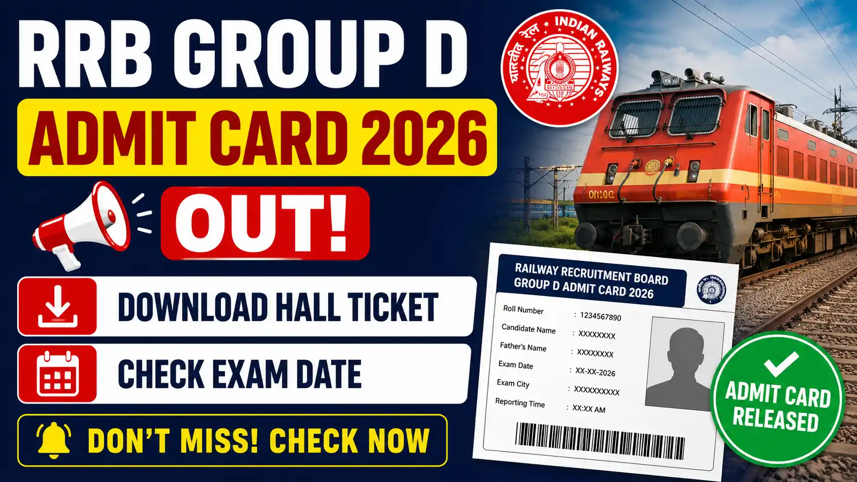 RRB Group D Admit Card 2026 Out, Download Hall Ticket & Check Exam Date