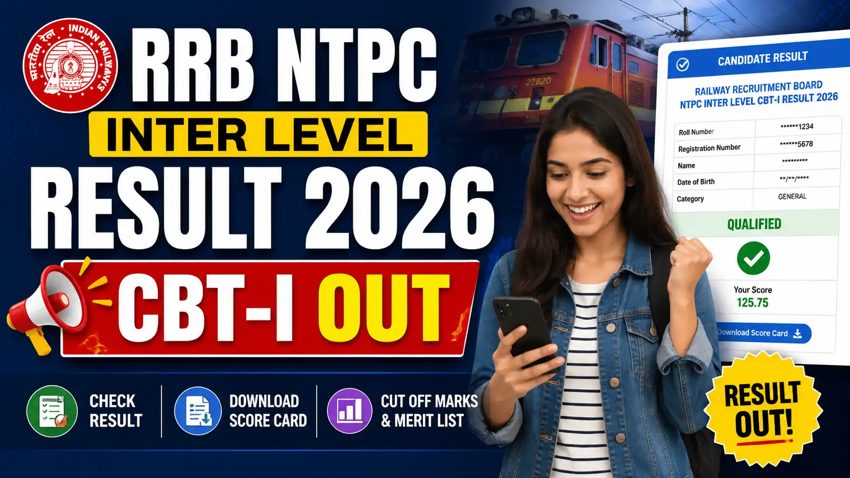 RRB NTPC Inter Level Result 2026 CBT-I Out