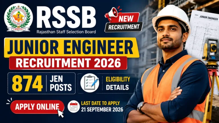 RSSB Junior Engineer Recruitment 2026: 874 JEN Posts, Apply Online, Eligibility & Last Date