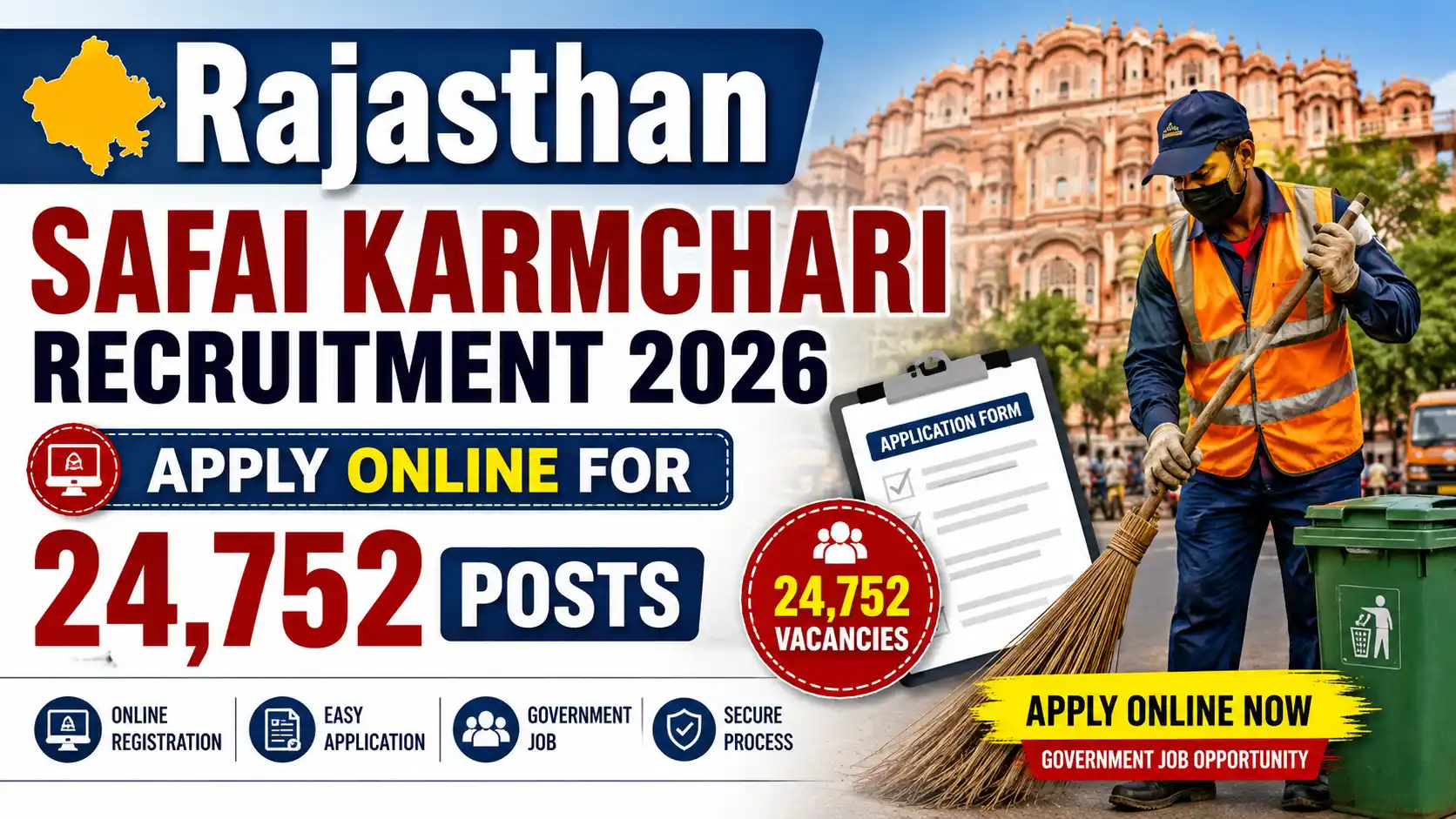 Rajasthan Safai Karmchari Recruitment 2026 Apply Online for 24,752 Posts