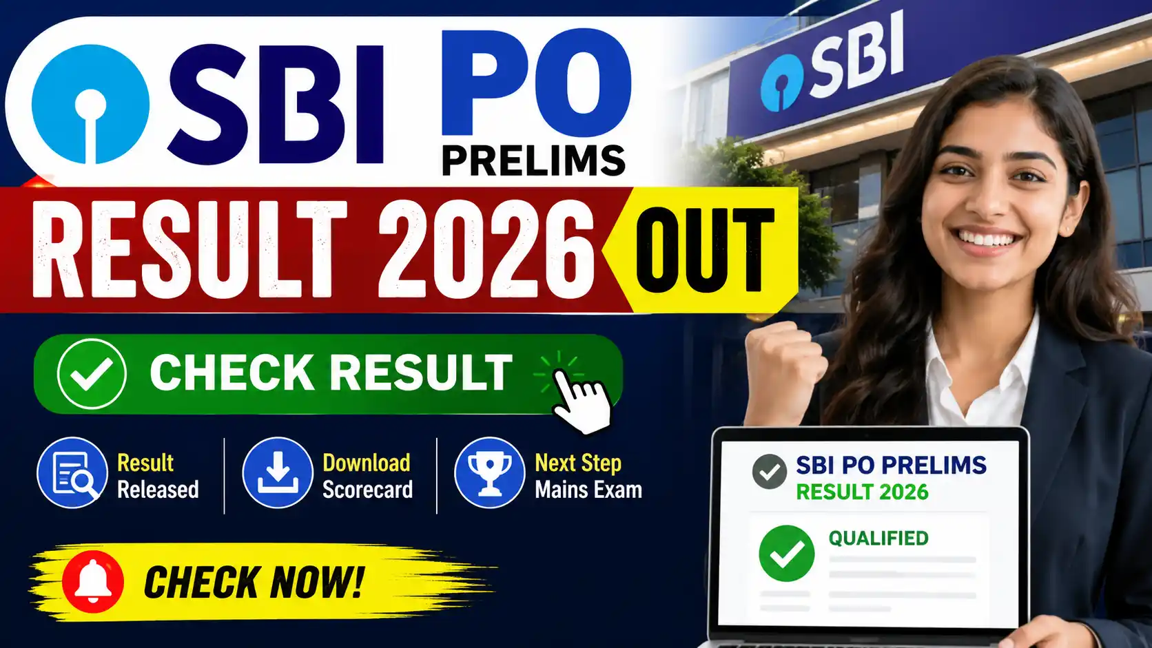 SBI PO Prelims Result 2026 Out Check Result