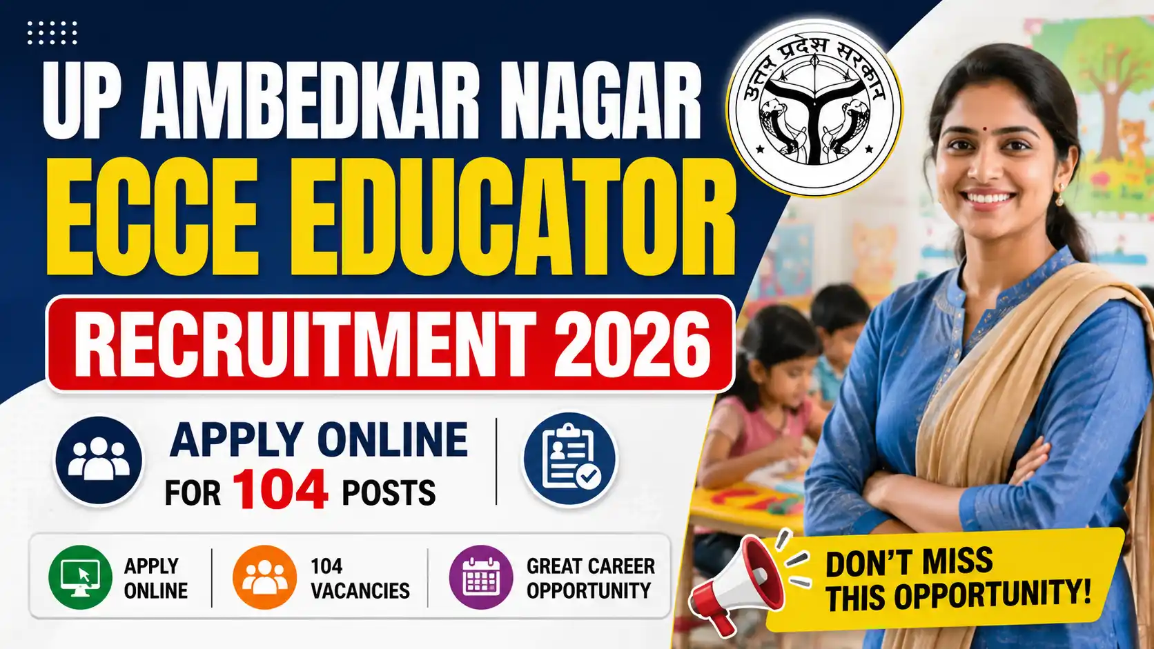 UP Ambedkar Nagar ECCE Educator Recruitment 2026 Apply Online for 104 Posts