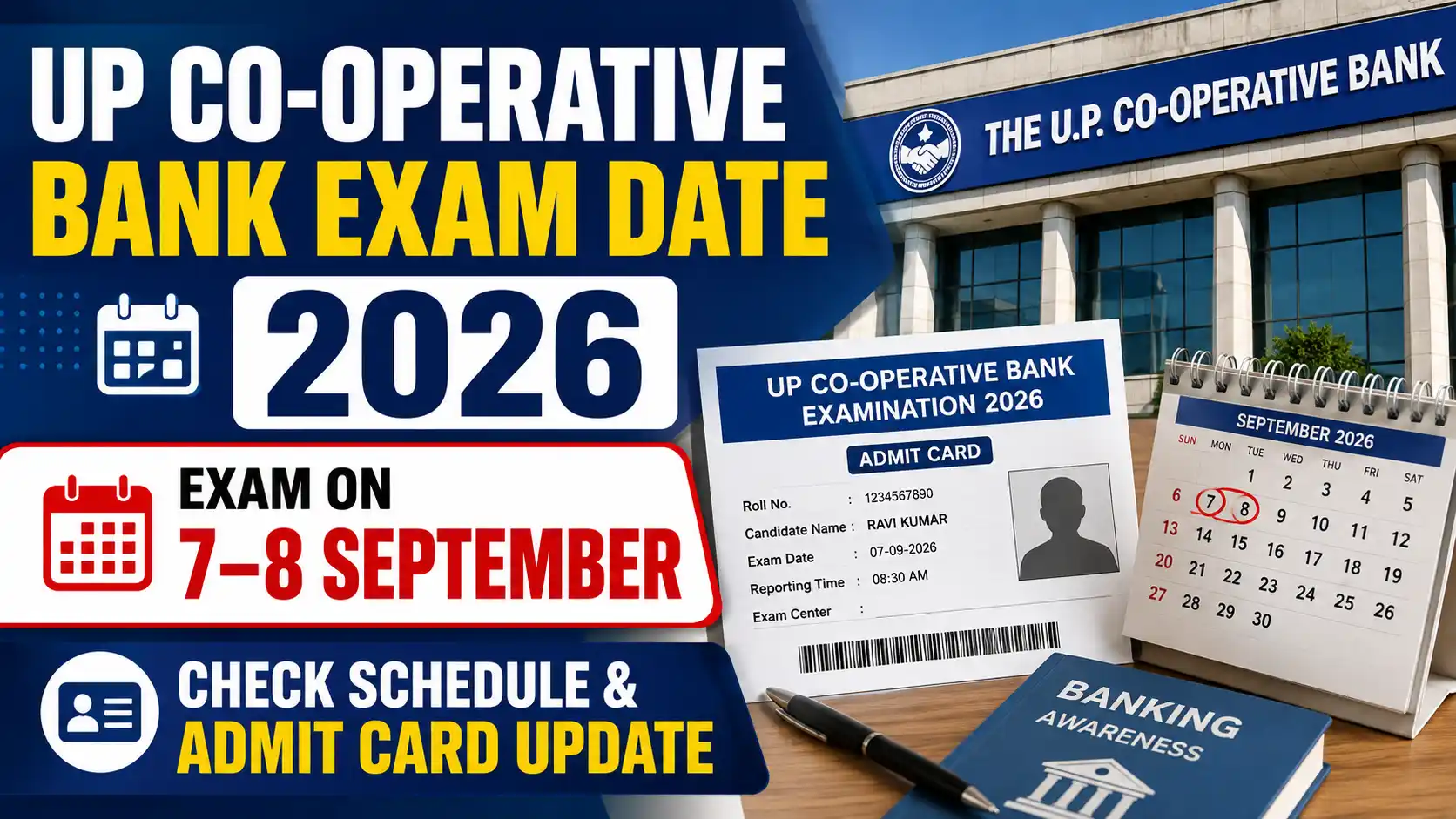 UP Co-operative Bank Exam Date 2026 Exam on 7–8 September, Check Schedule & Admit Card Update