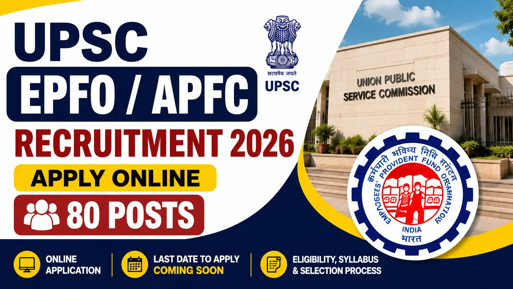 UPSC EPFO APFC Recruitment 2026, Apply Online for 80 Posts