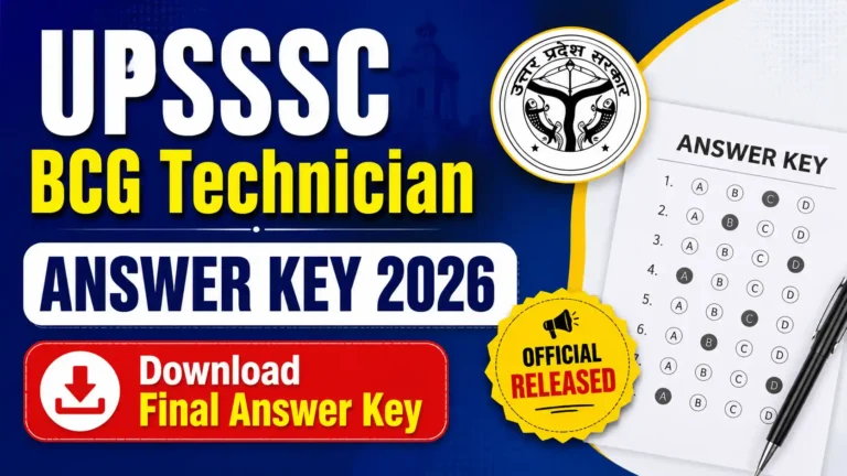 UPSSSC BCG Technician Answer Key 2026: Download Final Answer Key