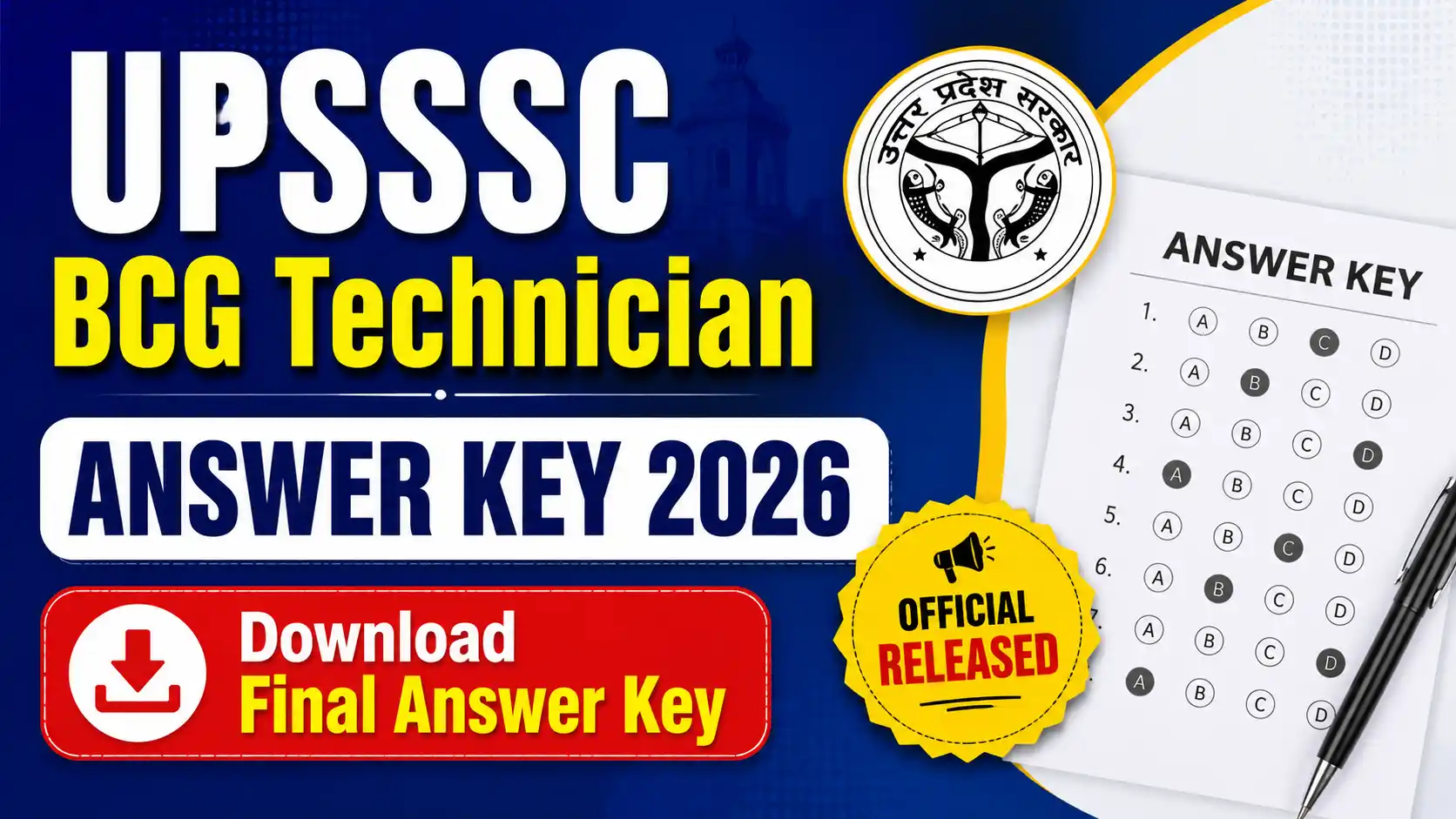 UPSSSC BCG Technician Answer Key