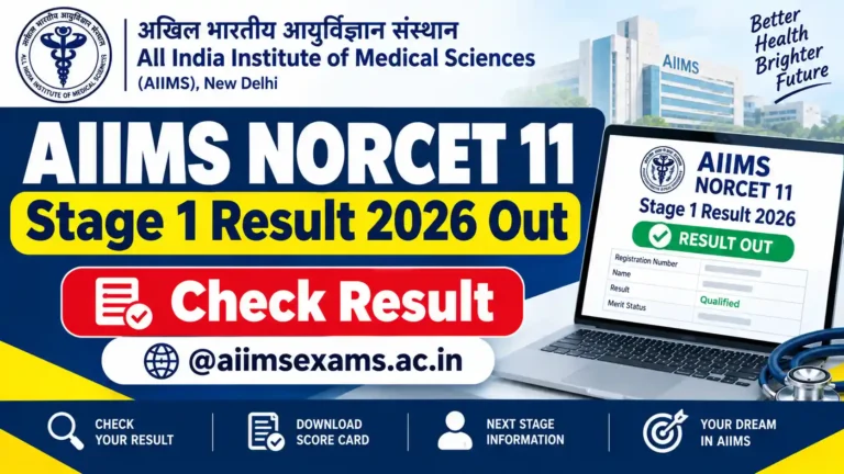 AIIMS NORCET 11 Stage 1 Result 2026 Out: Check Result @aiimsexams.ac.in