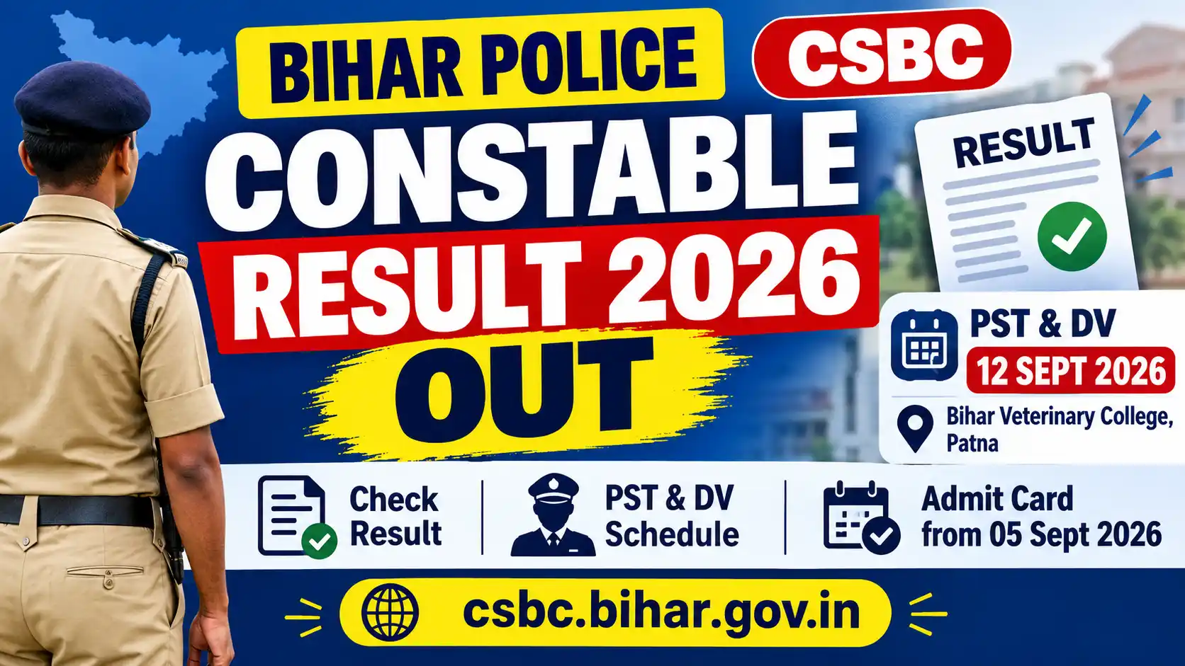 Bihar Police CSBC Constable Result 2026 Out Check Result, PST & DV Schedule @csbc.bihar.gov.in