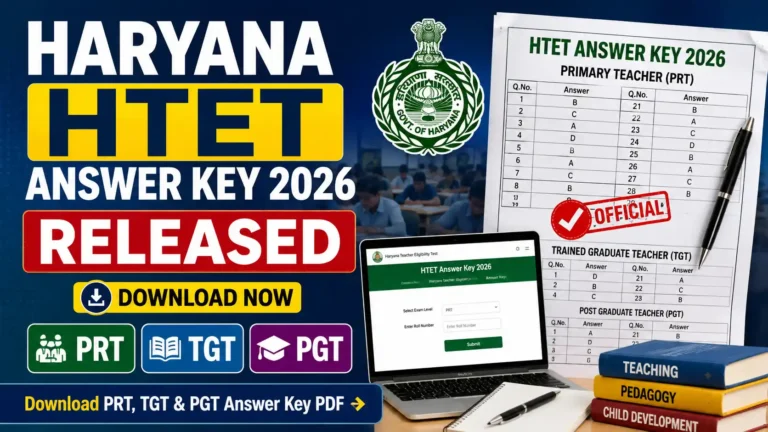 Haryana HTET Answer Key 2026 Released: Download PRT, TGT & PGT Answer Key PDF