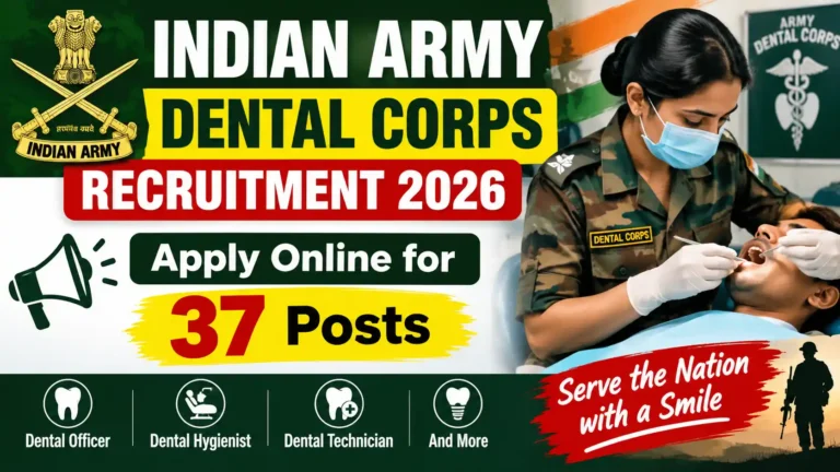 Indian Army Dental Corps Recruitment 2026: Apply Online for 37 Posts