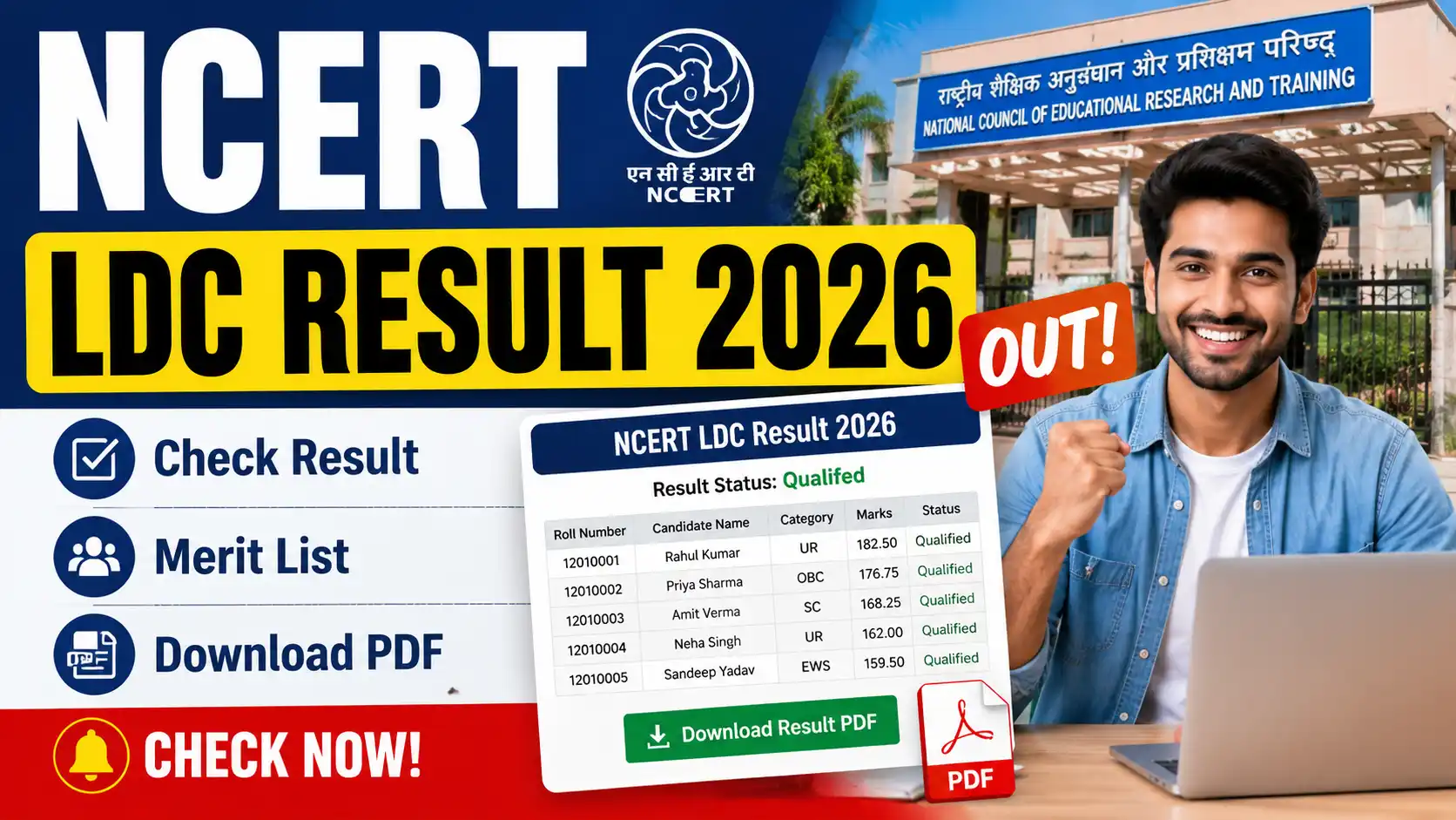NCERT LDC Result 2026 Out Check Result, Merit List & Download PDF