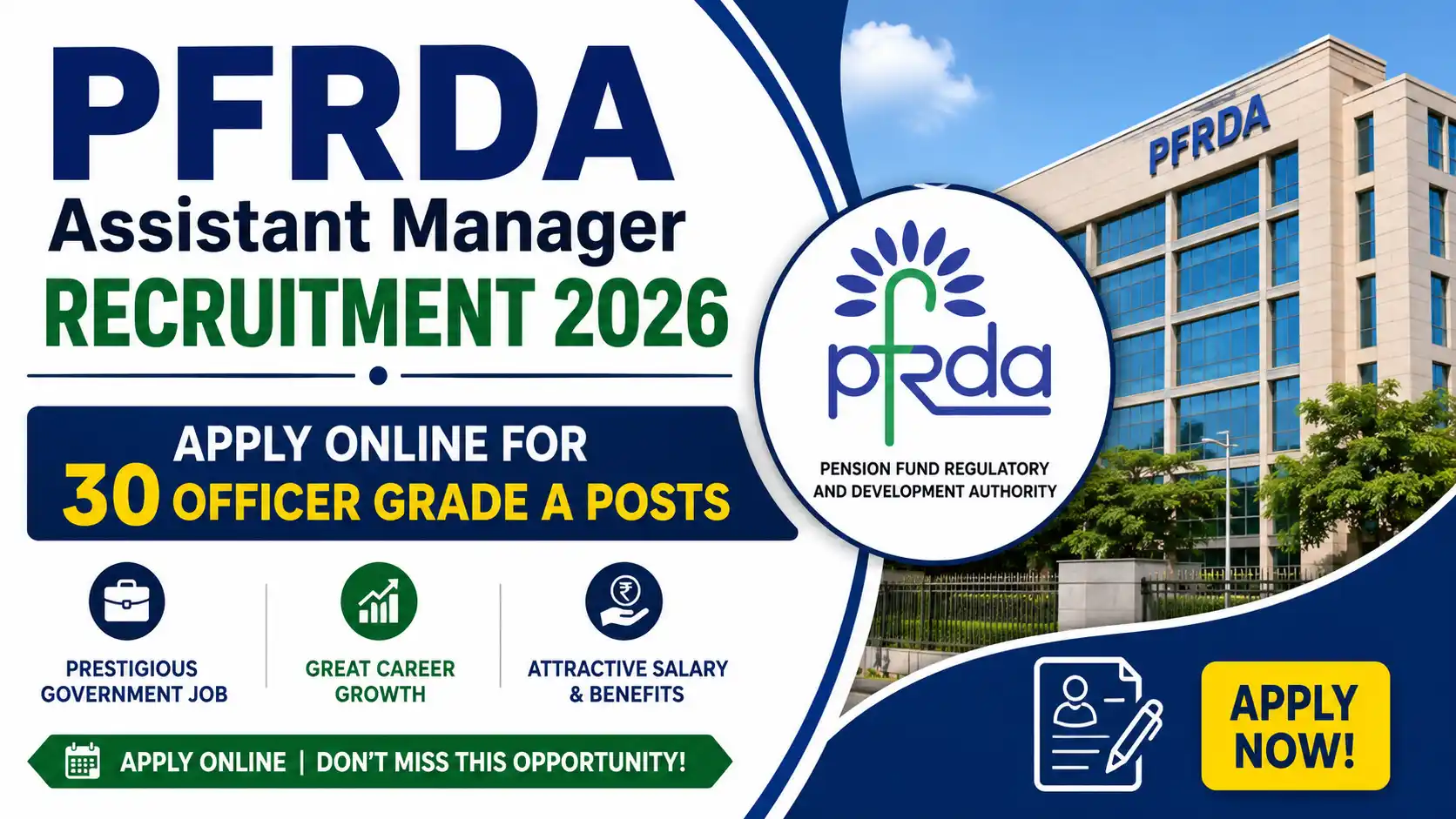 PFRDA Assistant Manager Recruitment 2026 Apply Online for 30 Officer Grade A Posts