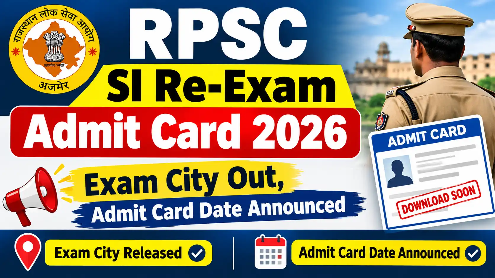 RPSC SI Re-Exam Admit Card
