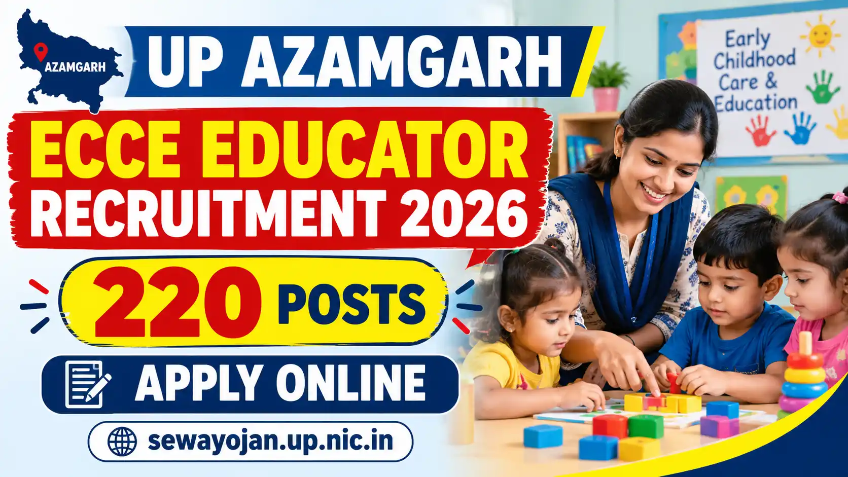 UP Azamgarh ECCE Educator Recruitment 2026 220 Posts Apply Online @sewayojan.up.nic.in
