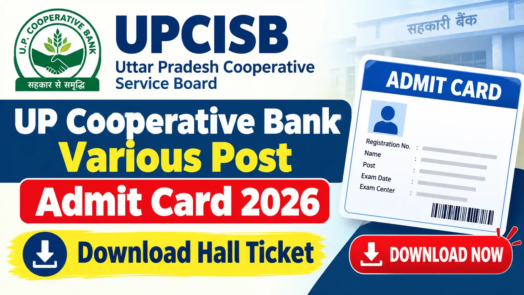 UPCISB UP Cooperative Bank Various Post Admit Card 2026