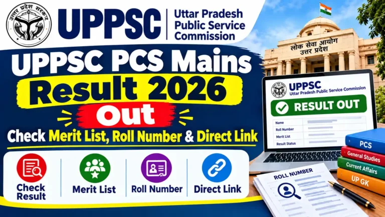 UPPSC PCS Mains Result 2026 Out: Check Merit List, Roll Number & Direct Link