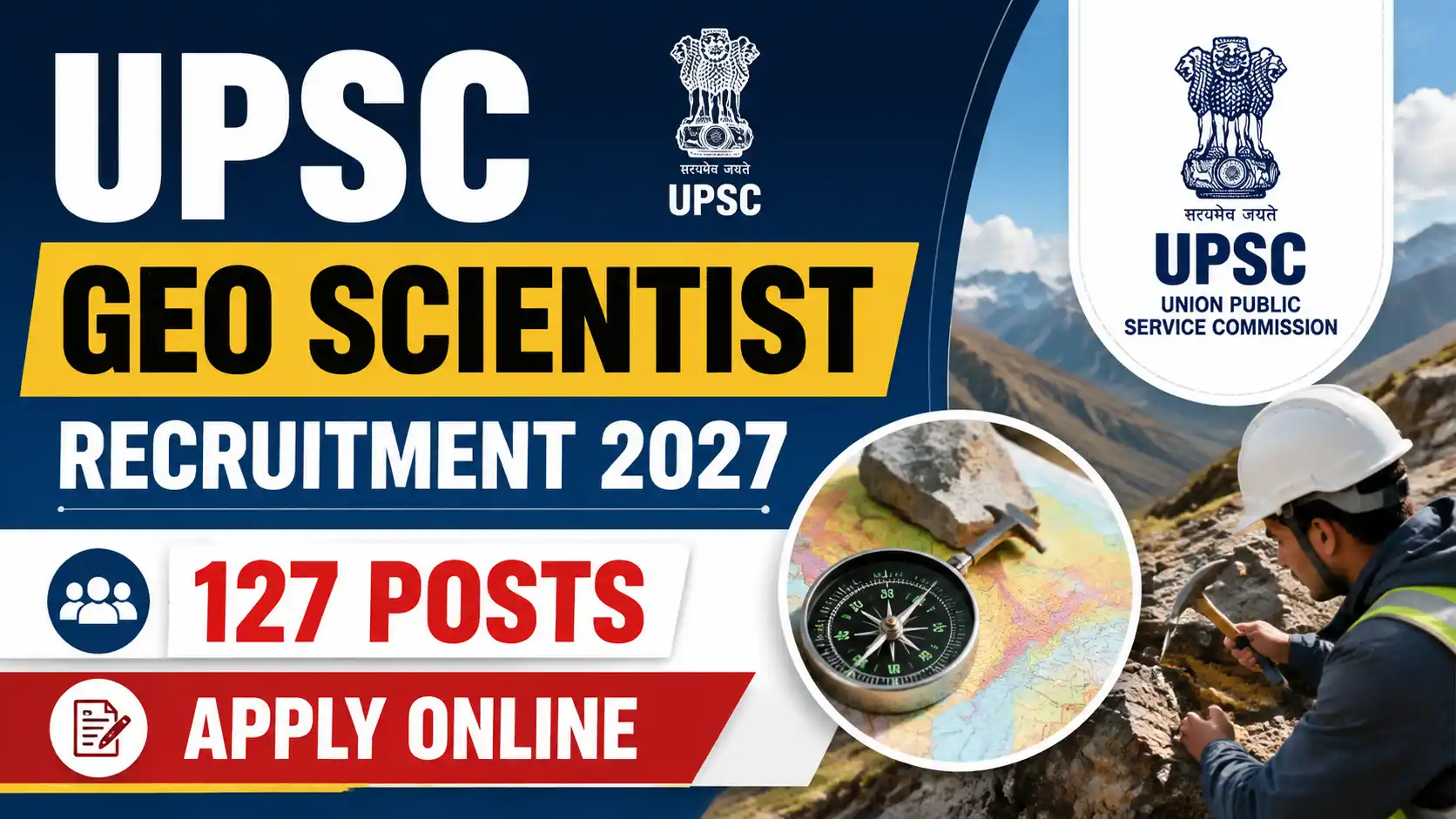 UPSC Geo Scientist Recruitment 2027 127 Posts, Apply Online