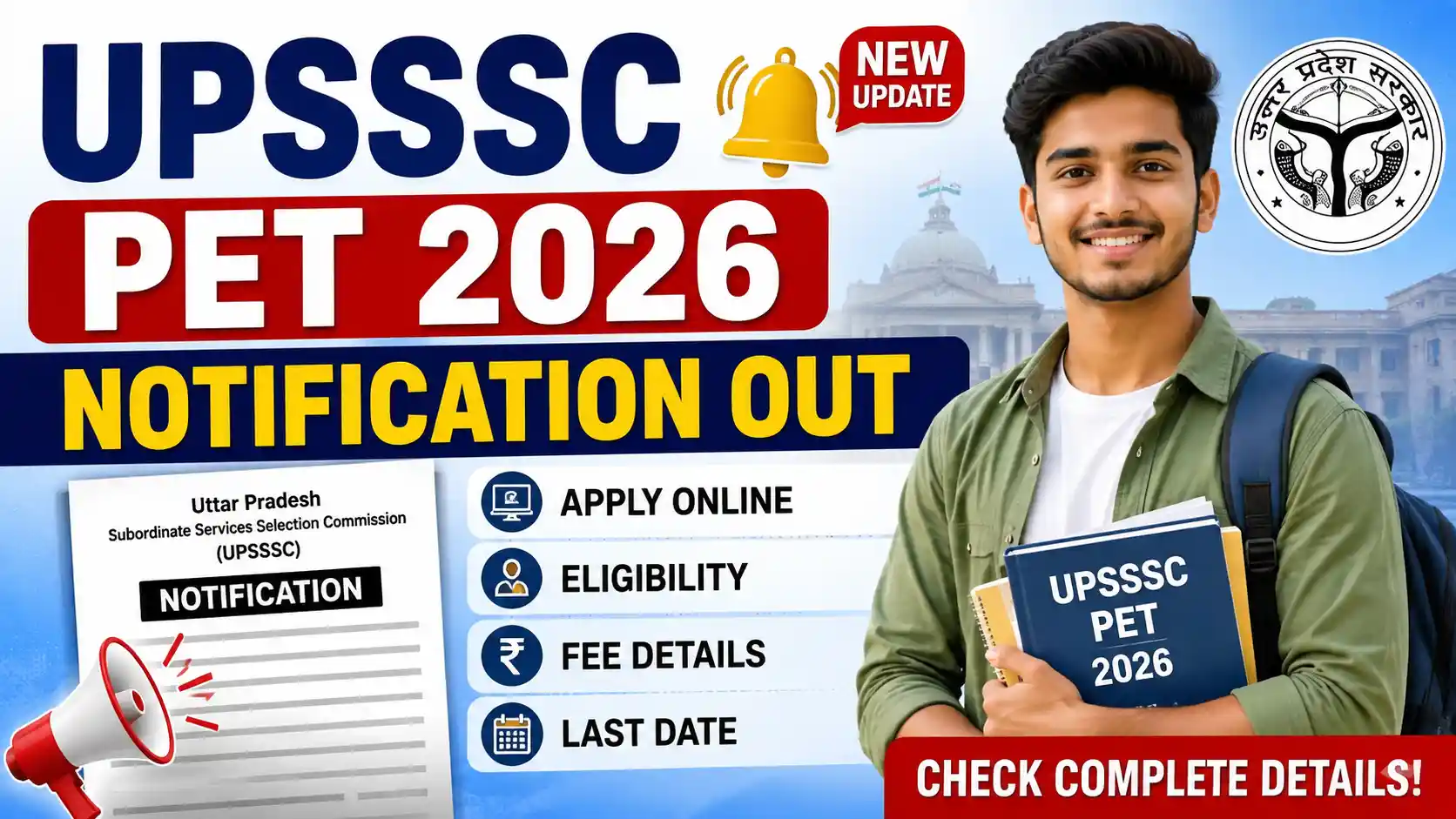 UPSSSC PET 2026 Notification Out Apply Online, Eligibility, Fee & Last Date