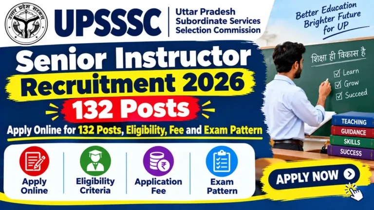 UPSSSC Senior Instructor Recruitment 2026: Apply Online for 132 Posts, Eligibility, Fee and Exam Pattern